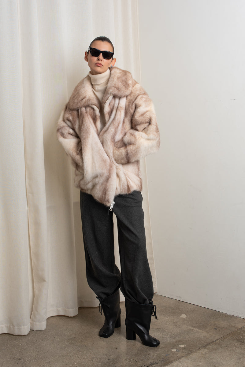 minko Natural Brown Cross Mink Poncho – LaBelle Since 1919